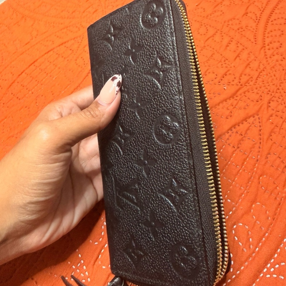 Louis Vuitton Black Wallet with Gold Zipper